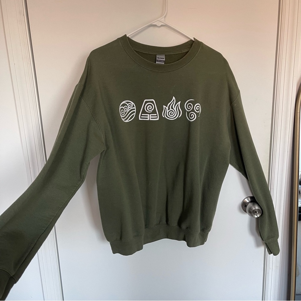 Avatar the Last Airbender - Green Sweatshirt with Element Symbols